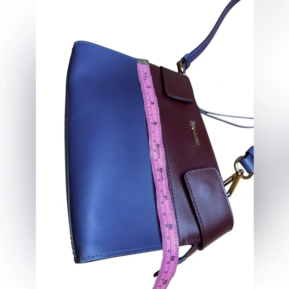 Pollini Brown & Blue Crossbody Satchel Bag